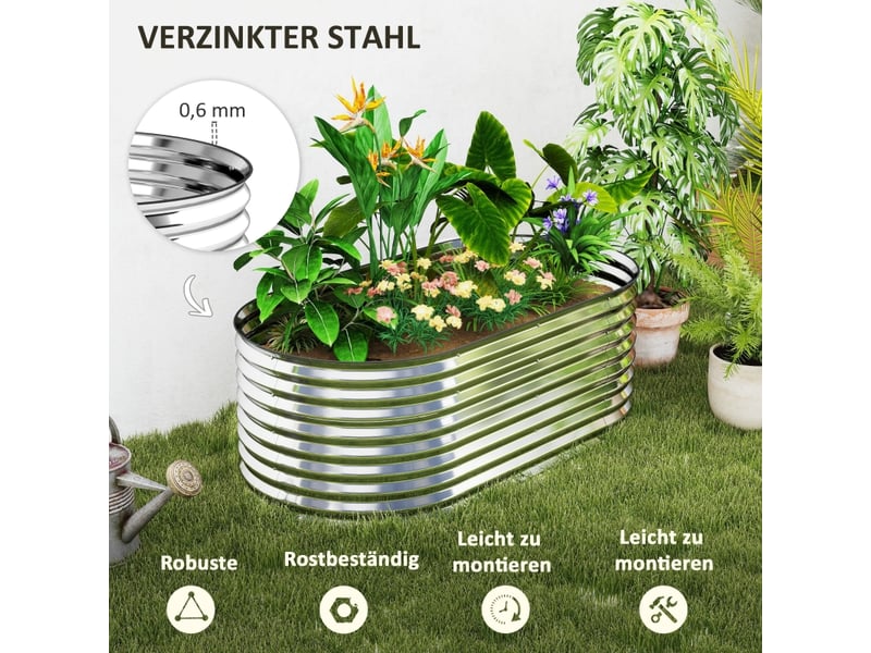  Bac à plantes en métal - gris foncé - acier - fond ouvert - design flexible - résistant à la rouille 160x80x56cm - Conforama E