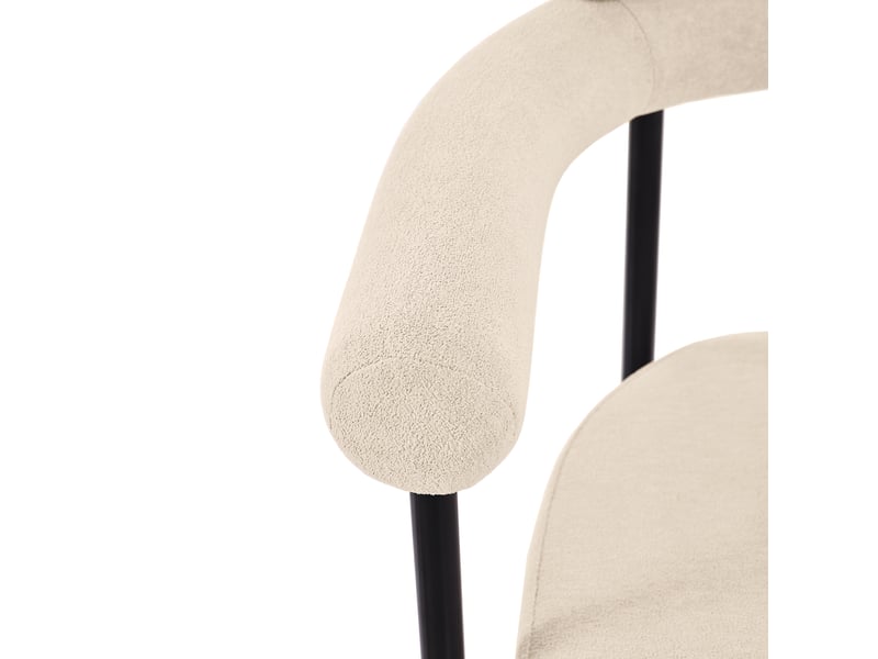 Lot de 2 chaises modernes 70x62x85 cm, assise circulaire, pour salles à manger, salons et bureaux, tissu poilu, beige - Conforama E