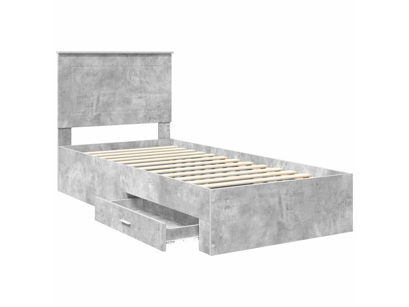  Lit simple- lit adulte -  cadre de lit gris béton 100 x 200 cm bois d'ingénierie  - Conforama D