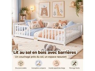 Lit simple 140x200 cm <strong></strong> <strong></strong> coloris blanc