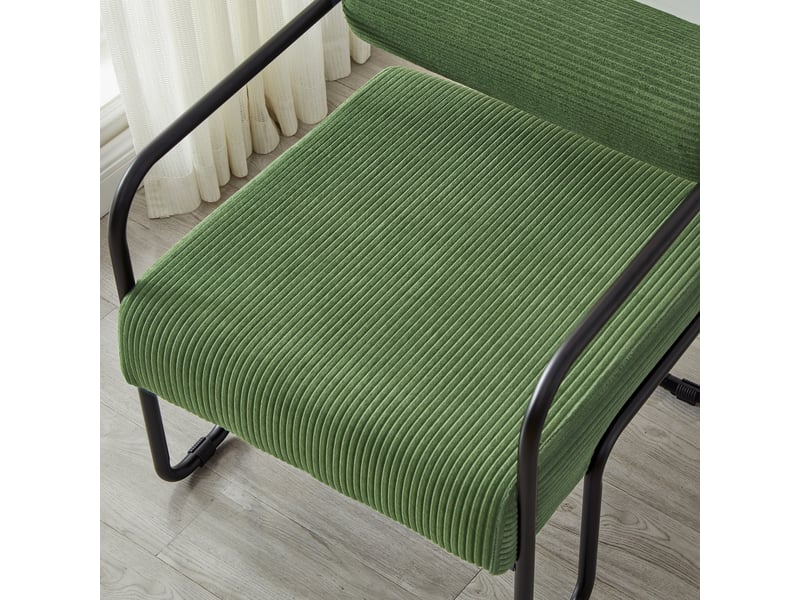  Fauteuil en velours côtelé vert, piètement en métal noir W3915P460808 - Conforama D