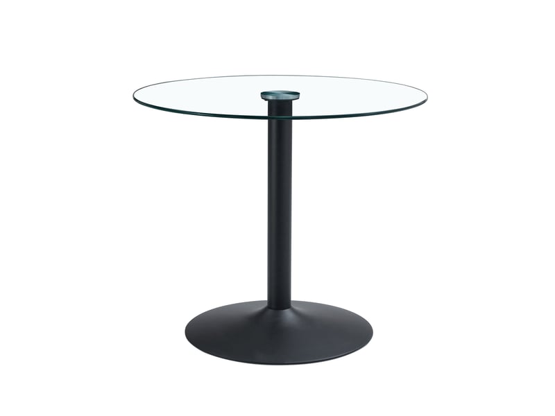  Table haute ronde 85 cm – noir et transparent – plateau en verre trempé et piètement métal stable  - Conforama A