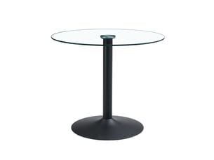 Table haute ronde 85 cm – noir et transparent – plateau en verre trempé et piètement métal stable