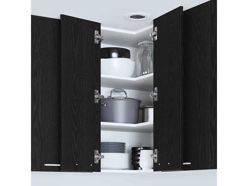  Meuble de rangement cuisine, armoire suspendue chêne noir et blanc 57x57x80cm  - Conforama D
