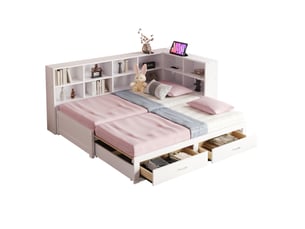 Lit gigogne 90x190 cm coloris blanc