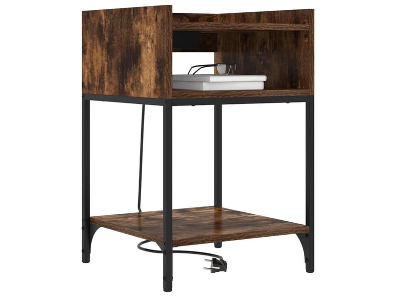  Table de chevet avec étagère 2 pièces chêne fumé 40 x 40 x 61 cm  - Conforama C