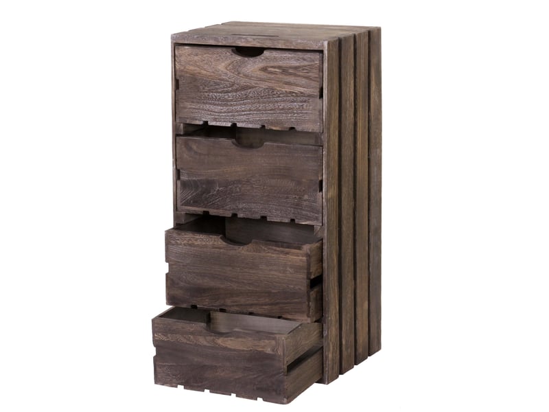 Commode hwc-c62, 4 tiroirs, 70x32x26cm - brun shabby - Conforama A