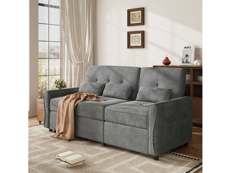 Canapé-lit 3 places modenvie extensible 176 x 148 x 83 cm en chenille gris - Conforama D