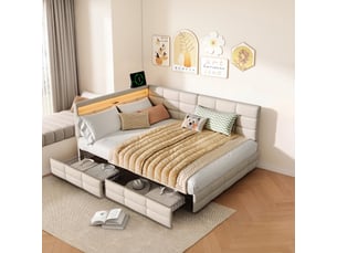 Lit 2 places 140x200 cm <strong>BRILVERDE </strong>  <strong></strong> coloris beige