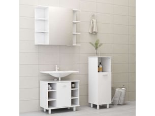 Ensemble de meubles de bain 3 pcs blanc bois d'ingénierie cf63563