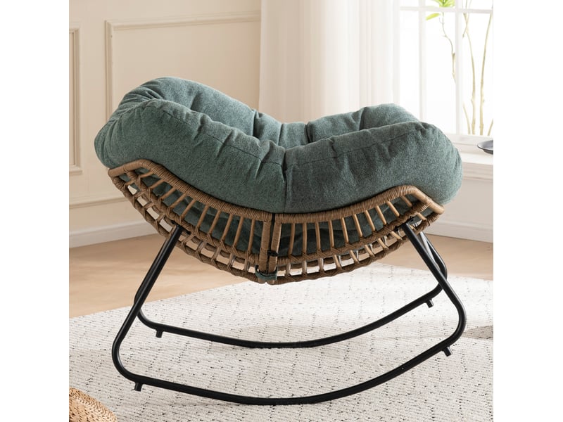  Fauteuil à bascule modenvie rembourré en chenille vert 95 x 107 x 83 cm  - Conforama D