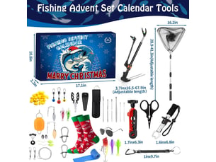 Calendrier de l’avent pêche 2026, 24 accessoires et outils de pêche, kit cadeau de noël pour homme et pêcheur