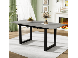 Table repas extensible 140180 x 80 cm style industriel gris et noir cravdom