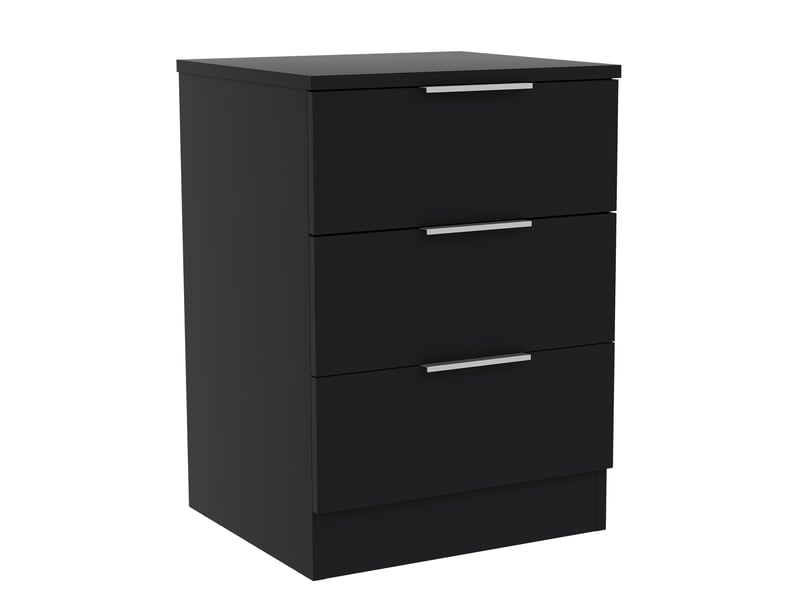  Table de chevet trega 3 tiroirs, commode de nuit, chambre, rangement, 50x39x28cm, noir 3332099 - Conforama A