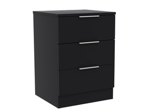Table de chevet trega 3 tiroirs, commode de nuit, chambre, rangement, 50x39x28cm, noir