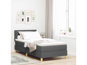 Lit adulte, lit simple, lit à ressorts avec coussin gris foncé 90x200cm tissu cf16800