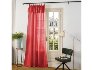 Rideau ajustable 140 x 270 cm + 8 anneaux pinces effet lin evasion cerise