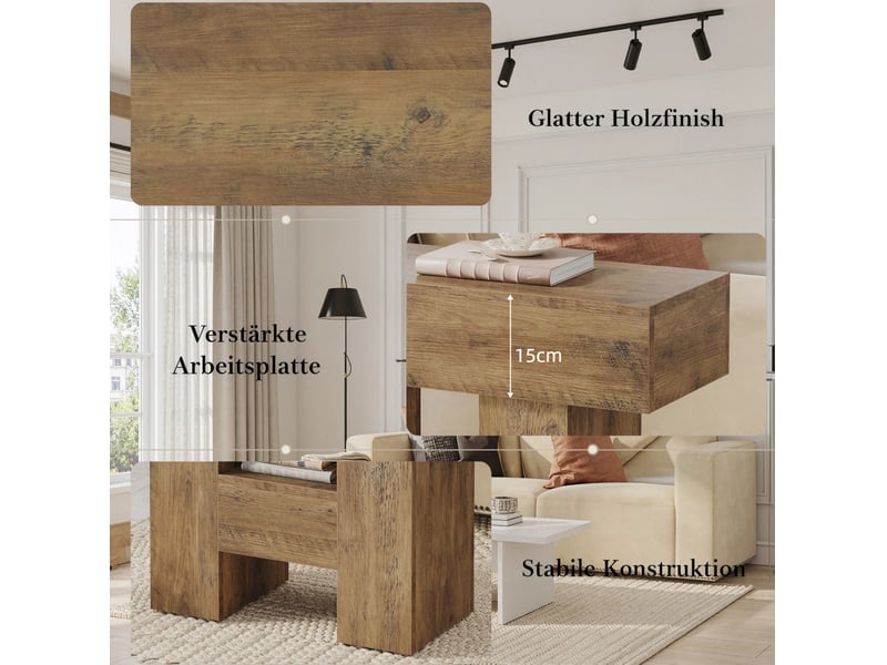  Table d'appoint 80x30x65 cm avec rangement ouvert mdf marron  - Conforama D
