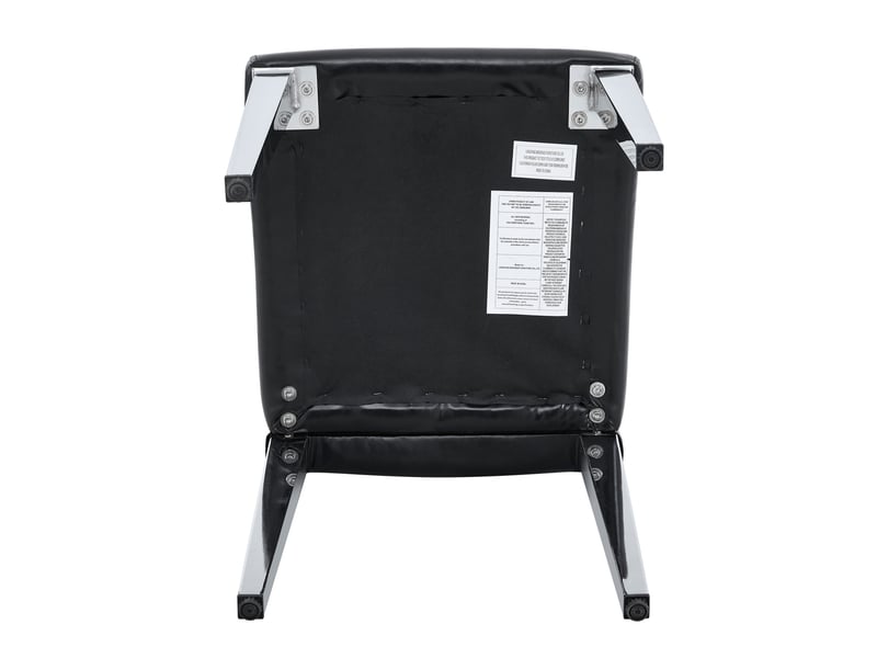 Lot de 4 chaises de salle à manger, chaise cuisine, design moderne, pu noir, métallique argenté, dossier à motif losange  - Conforama E