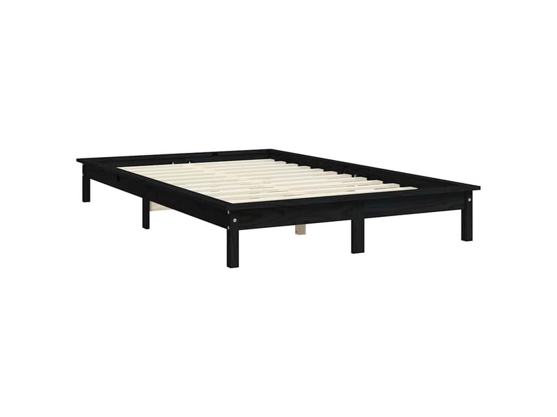  Lit double- lit adulte -  cadre de lit sans matelas noir bois de pin massif  - Conforama C