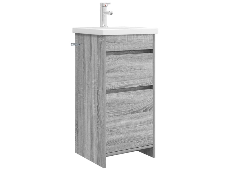  Meuble salle de bain avec évier, meuble de rangement sonoma gris shl5479  - Conforama A
