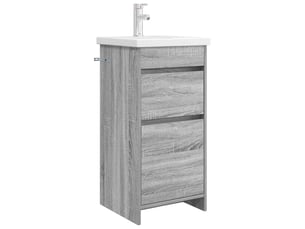 Meuble salle de bain avec évier, meuble de rangement sonoma gris shl5479