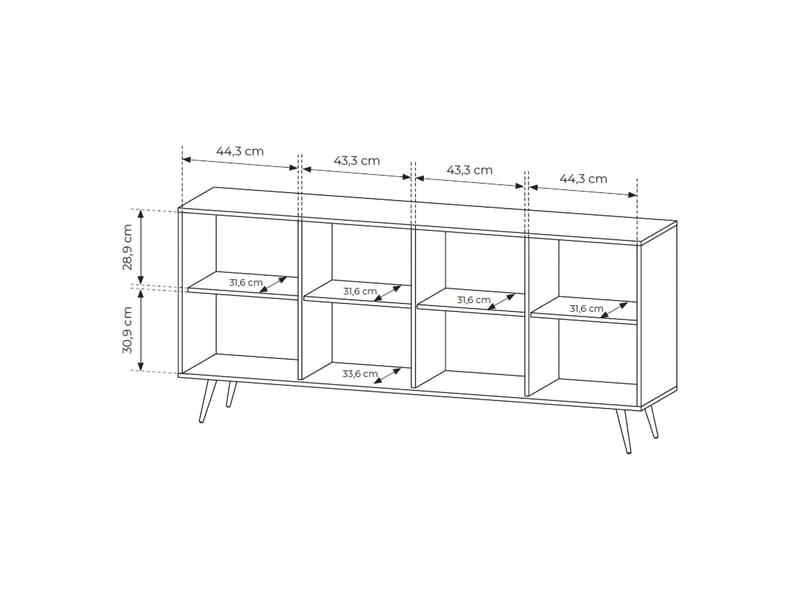 Buffet haga, console 4 étagères, 183x40x83h cm noyer brun Haga - Conforama D