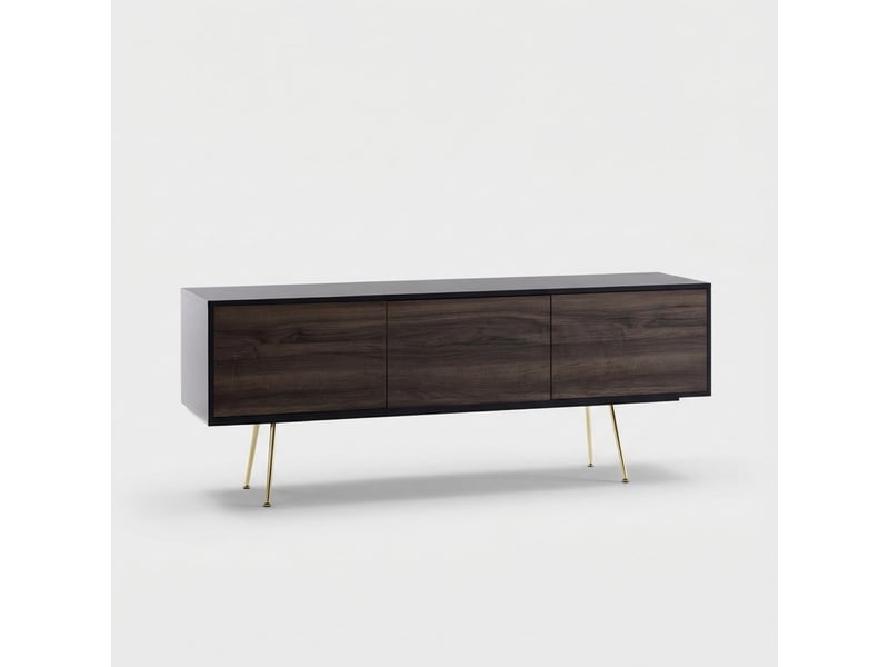 Meuble tv moderne avec 3 portes vharm - marron - noir  - Conforama A
