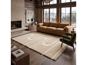 Tapis shaggy doux à relief géométrique beige 120x170