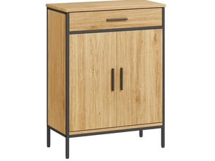 Meuble de rangement de salle de bain 60x30x80 cm – chêne – tiroir et portes à fermeture douce silencieuse