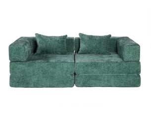 Canapé convertible corda, vert foncé, modulable, sans montage, cadre fixe, tissu chenille, canapé-lit sol