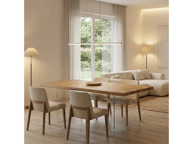 Table à manger extensible en chêne et verre 160240x90 forest - chêne - Conforama B