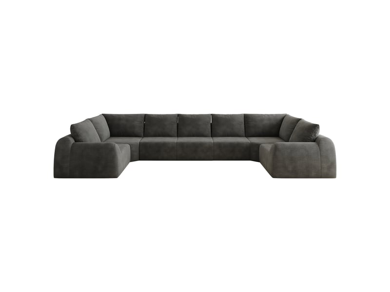 Canapé sans structure en mousse compressée 411 × 200 × 85 cm, gris foncé, tissu chenille, en u, sans montage, assise souple - Conforama A