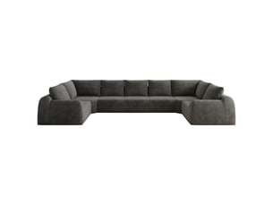 Canapé sans structure en mousse compressée 411 × 200 × 85 cm, gris foncé, tissu chenille, en u, sans montage, assise souple