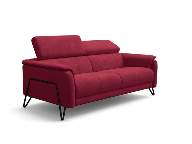 Canapé 3 places roden, tissu velours bordeaux RODEN - Conforama A
