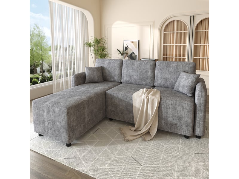  Canapé d'angle, canapé 3 places, en chenille, 144 cm, pour salon et séjour, adapté à l'espace de vie  - Conforama R