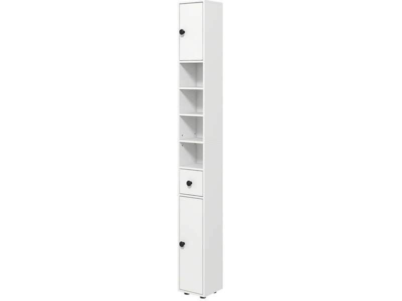  Meuble de salle de bain haut, 20x20x180 cm, avec tiroir et 4 niches, blanc  - Conforama A