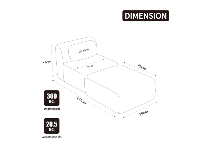  Canapé modulaire 1 place en chenille ivoire, mousse haute résilience 30d  - Conforama E