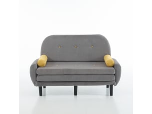 Canapé 2 places en velours côtelé gris, daybed avec fauteuil relax et rangement