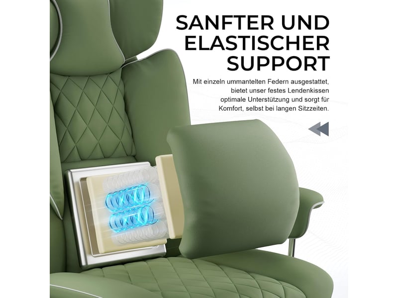  Gtplayer chaise de jeu avec soutien lombaire à ressort, repose-pieds, 180 kg - vert GT205-GE - Conforama E