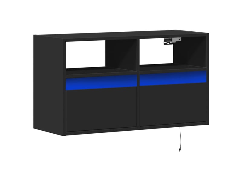 Meuble tv - banc tv - meuble de rangement mural avec lumières led noir 80x31x45 cm - Conforama C