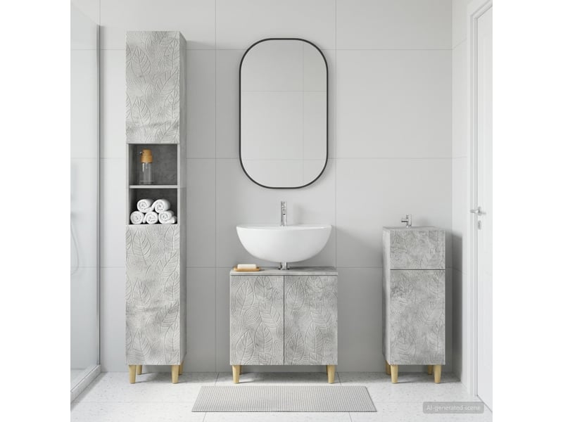  Ensemble de meuble de salle de bain 3 pièces delft gris béton cf63387  - Conforama B