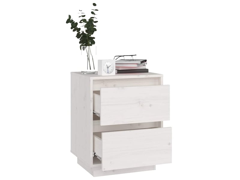  Lot de 2 tables de chevet - cabinet de chevet - table de nuit blanc 40x35x50 cm bois de pin solide  - Conforama D