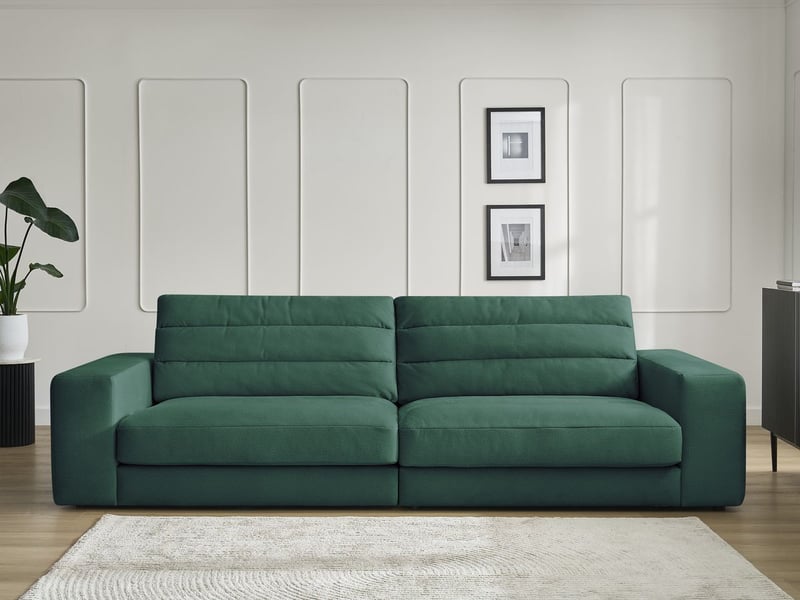 Bobochic canapé droit fixe 3 places sierra velours vert foncé SIERRA - Conforama D
