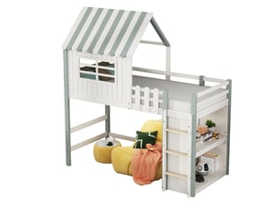 Lit cabane 90x200 cm WISHDOR   coloris vert