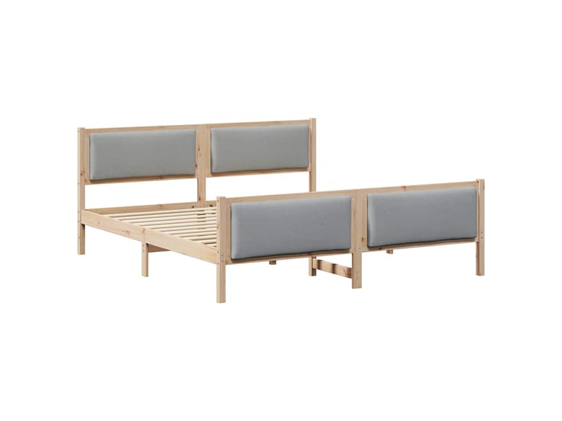 Lit double- lit adulte - cadre de lit avec tête de lit gris clair 200 x 200 cm tissu - Conforama A
