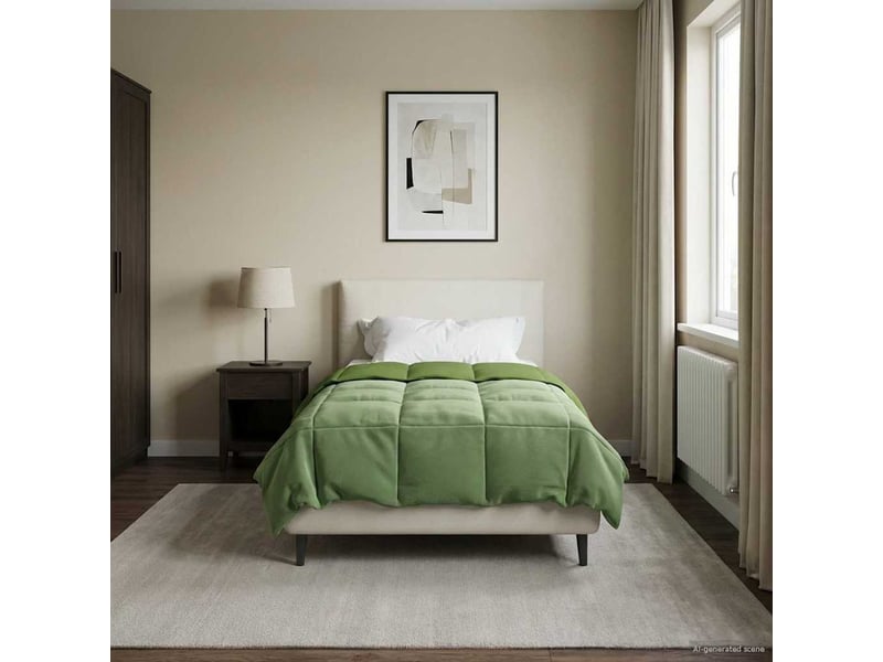  Couette - duvet d'été 135 x 220 cm été microfibre (100% polyester) vert  - Conforama D
