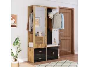 Armoire 2 porte(s) battante 2 tiroir(s) <strong>MERAX</strong> <strong>armoire noir</strong> coloris noir largeur 100 cm