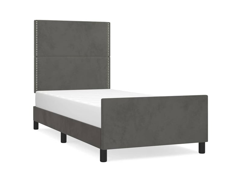Lit simple- lit adulte - cadre de lit sans matelas gris foncé 80x200 cm velours - Conforama A