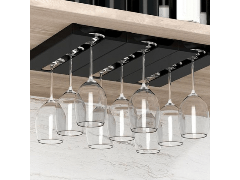  Support pour verres à vin sous l'étagère de l'armoire, support de rangement suspendu en plastique pour gagner de la place (blanc)  - Conforama E